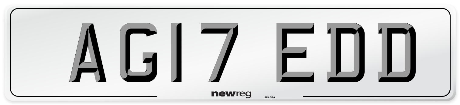 AG17 EDD Number Plate from New Reg